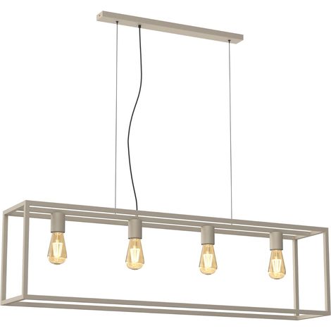 Lampada sospesa industriale geometrica Frame crema 4xE27 Luminex
