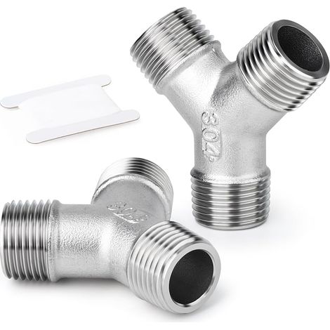 2 pièces en acier inoxydable 304 3/8" BSP mâle en forme de Y à 3 voies pour eau/huile/gaz (1/5)