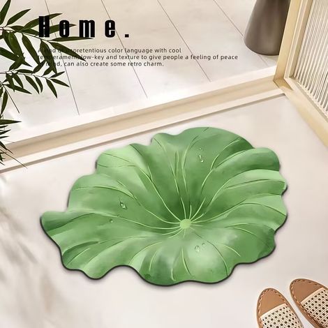 Tapis de Douche Décoratif Style Naturel Motif Végétal Surface Douce Moelleuse Épaisseur 25 mm (1/4)