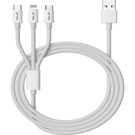 Câble de chargement 3 en 1 USB-A vers Lightning, Micro USB et Type-C Polyvalence pour vos appareils Offre exclusive