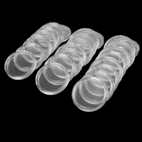 400 boîtes de rangement/capsules/boîtes de présentation rondes transparentes en plastique de 21 mm pour pièces de monnaie (1/5)