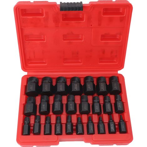 Set di 25 estrattori per viti, strumento per la rimozione di viti rotte o spanate, kit estrattore per bulloni imperiali con gambo esagonale per bulloni danneggiati, chiave elettrica