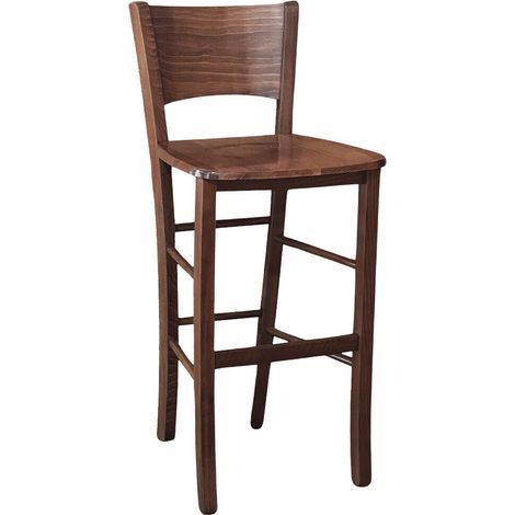 Sgabello bar lucy in legno noce scuro h 73 con seduta massello