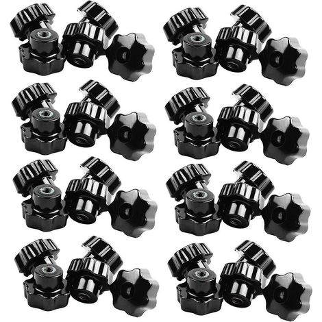 40 schwarze Star Grip-Klemmknöpfe, 8 mm Innengewinde, 40 mm Kopfdurchmesser (1/5)
