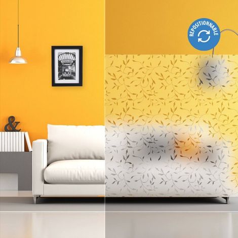 DIMEXACT - Film électrostatique dépoli à motifs feuilles - 120 cm x 1.5 m - En Rouleau (1/3)