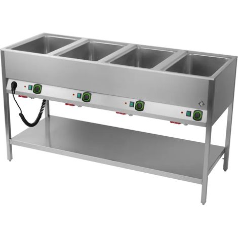 Bain marie stationnaire électrique GN 4-1/1 commande sur le côté long avec étagère basse RM - BMSD 4120 - RM Gastro