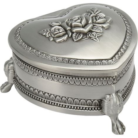 Coffret à bijoux Vintage avec sculpture de fleurs anciennes, petit cœur décoratif pour femme et fille, boîte à trésors romantique. (1/5)
