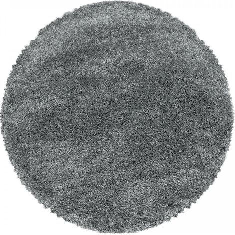 Tapis longs poils shaggy Ø80cm gris tissé rond motif uni UNI B (1/5)