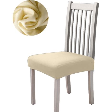 Housse de siège de chaise crème lisse et élastique (1/5)