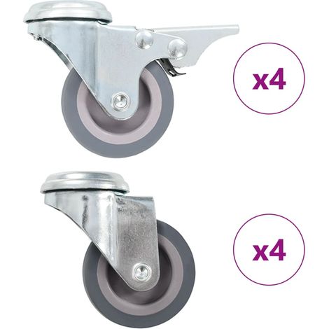 Ruedas giratorias con agujero pasador 8 unidades 50 mm (1/5)