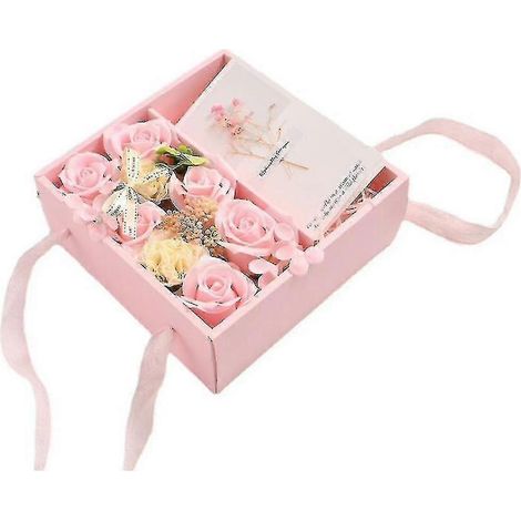 Coffret cadeau de fleurs en savon de haute qualité, idées romantiques pour un anniversaire (rose) (1/2)