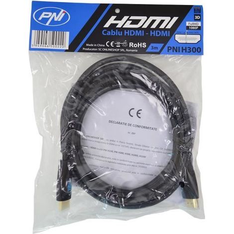 Câble HDMI PNI H150 haute vitesse 1,4 V, enfichable, Ethernet, plaqué or, 1,5 m (1/3)