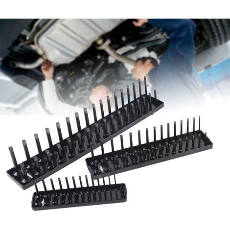 3 Pièces Porte-Douilles 1/4, 3/8 et 1/2 Pouce Noir - Organisateur Multifonction pour Boîte à Outils (1/5)