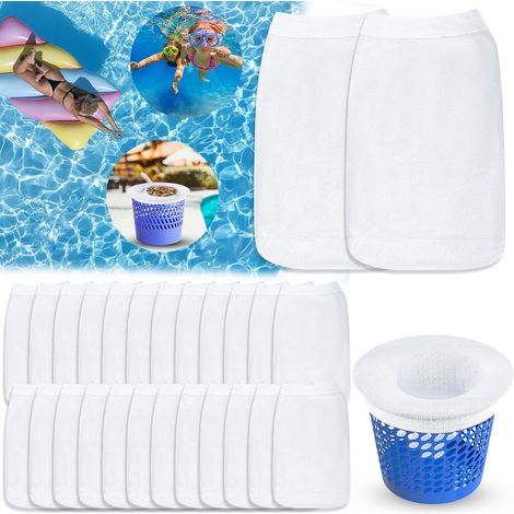 CCYKXA 30Pcs Pool Skimmer Socks Pool Skimmer Socks Nylon Pool Skimmer Filter for Skimmer Basket Reusable Pool Filter Sock Protect Pool Clean, Leaves, Scum (1/5)