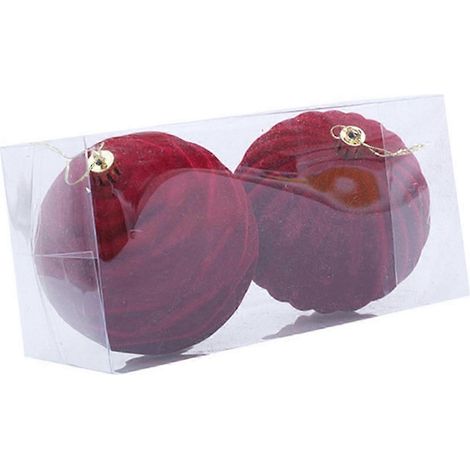 Lot de 2 boules de Noël décoratives incassables pour sapin de Noël, mariage, fêtes d'hiver, bordeaux (1/5)