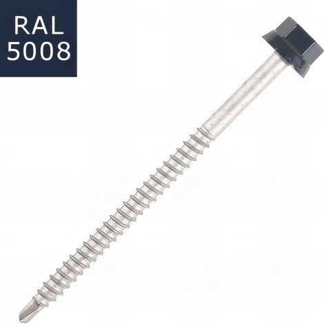Vis bac acier SCELL-IT sommet nervuré Support bois - Ø6.3 x 100 mm - TH12 - Bleu gris RAL5008 - Sachet de 100 - ZTW-63100-5008