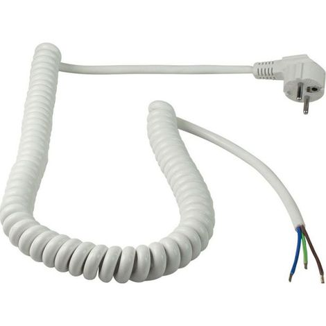 Anschlussleitung Spiralkabel bis 2,5 m weiß H05VV-F 3G1,5 IP20