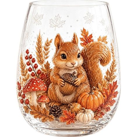 Ensemble de tasses en verre « Récolte d'automne » - Mug artistique de Noël - F - 301-400 ml