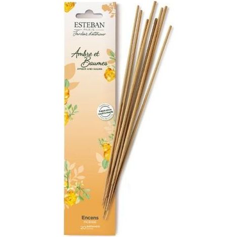 Esteban - Encens indiens 20 bâtonnets Ambre et Baumes (1/4)