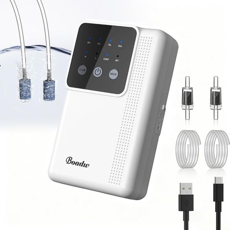 Pompe à air pour Aquarium - Pompe à oxygène Rechargeable avec Batterie de 2200 mAh ou 4400 mAh - pour la pêche en Plein air et Les coupures de Courant - Mini Accessoire d'aquarium avec Pierre à (1/5)