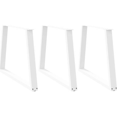 Lot de 3 pieds de table géométriques réglables 90 x 73 cm design moderne salle à manger en acier blanc