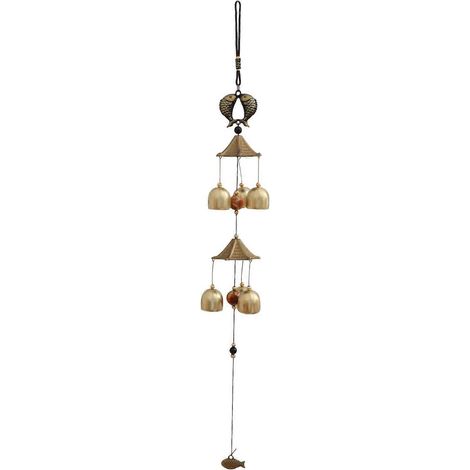 Carillon éolien Feng Shui en métal cuivre, clochette porte-bonheur chinoise, décoration intérieure (1/5)