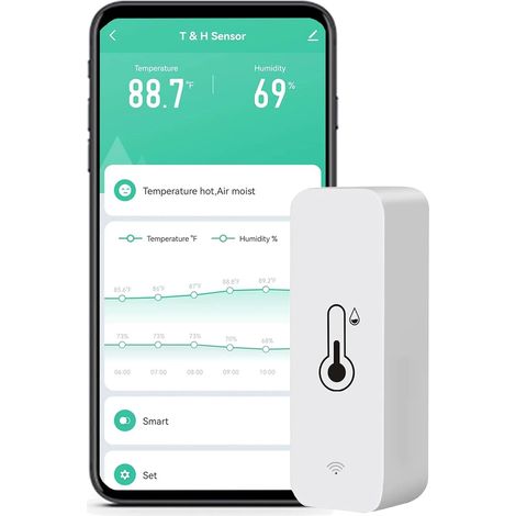 Hygromètre et thermomètre WiFi : hygromètre et thermomètre intelligents pour la surveillance et les alertes à distance, thermomètre d'intérieur haute précision. (1/5)