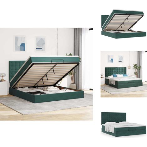 Cadre de lit ottoman avec matelas vert foncé 180x200cm velours - Lit Ottoman - Lits Ottomans - Cadre De Lit - Cadre De Lit Avec Rangement (1/5)