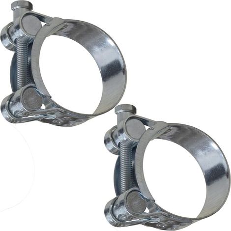 Lot de 2 colliers de serrage à tourillon 40-43 mm - largeur de la bande 20 mm - en acier - couleur argent - fluides clé plate tuyaux gaines ventilation (1/5)