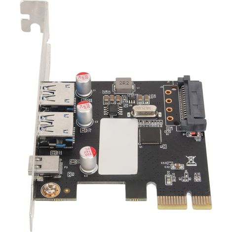 Carte PCIe vers USB 3.0 5Gbps avec 1 USB-C et 2 USB-A, Connecteur SATA 15 broches, Contrôleur pour PC de bureau Windows (1/5)