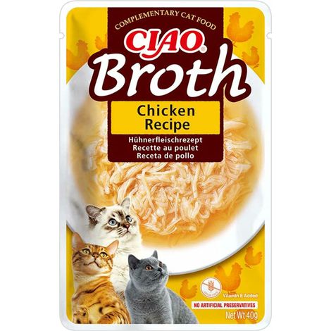 INABA CIAO Cibo umido per gatti, prelibatezza al gusto di brodo di pollo 24x40g