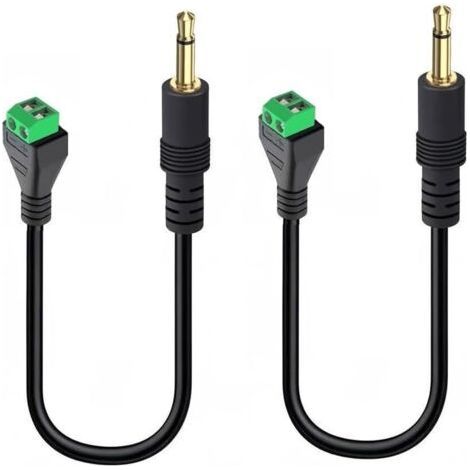 Connecteur Jack 3.5mm (Lot de 2) Adaptateur Mâle Mono TS 3.5mm vers Bornier à Vis 2 Pôles, Câble Audio 30cm Noir, sans Soudure, pour DIY Haut Parleur Casque PC (1/5)