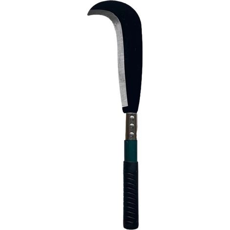 Faux de jardin à manche court 42 cm, faucille tranchante pour coupe herbe, ronces et mauvaises herbes (1/2)