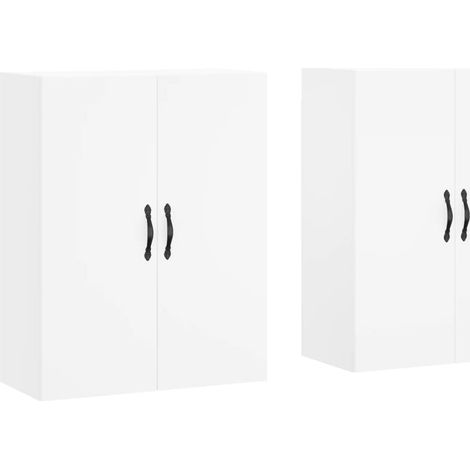 2 pcs Buffet,Bahut, Armoires murales blanc bois d'ingénierie CFW98068 (1/5)