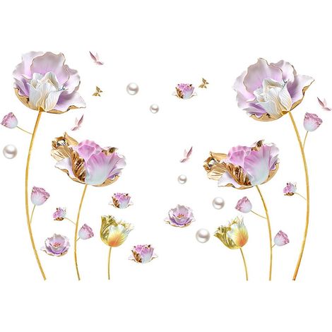 3D tulipes mur d'appoint maison chaleureuse décoration de fleurs adhésifs (1/5)