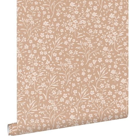 papier peint fleurs rose terracotta - ESTAhome