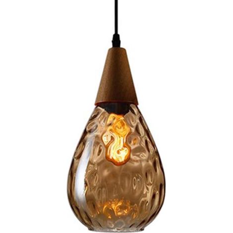 Abat-jour en verre en forme de goutte de lumière pendante en verre avec des ondulations d'eau eiling lampe plafonnier éclairage,Ambre