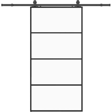 Maison Exclusive - Porta Scorrevole con Ferramenta Nera 102,5x205 cm in Vetro ESG