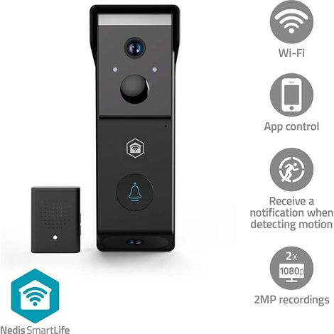 Timbre con video Wi-Fi, batería, HD 1080p, visión nocturna