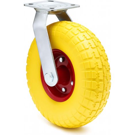 Wiltec Ruota piroettante anti-foratura gialla 258x78mm max 150 kg con cerchio in metallo (1/5)