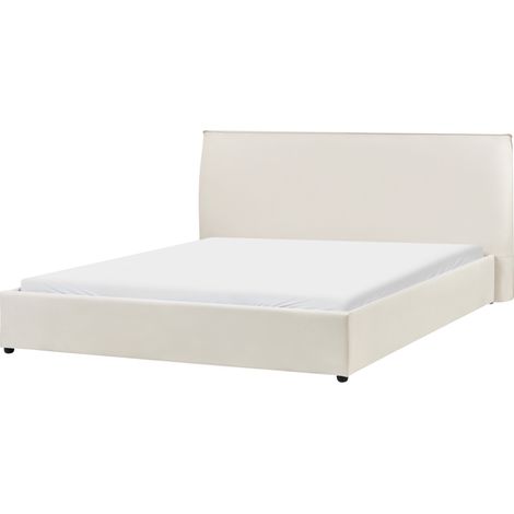 Cama de agua moderna de terciopelo blanco crema 180 x 200 cm tradicional Vaucluse (1/5)