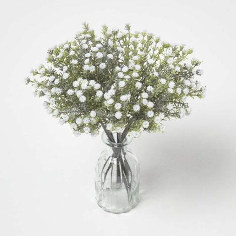 HOMESCAPES Artificial Flower White Baby's Breath Bouquet, 32 cm