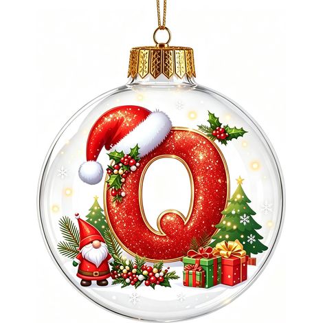 Boule à neige de Noël 3D en acrylique transparent, lettres, décoration à suspendre pour sapin de Noël (non lumineuse) (1/5)