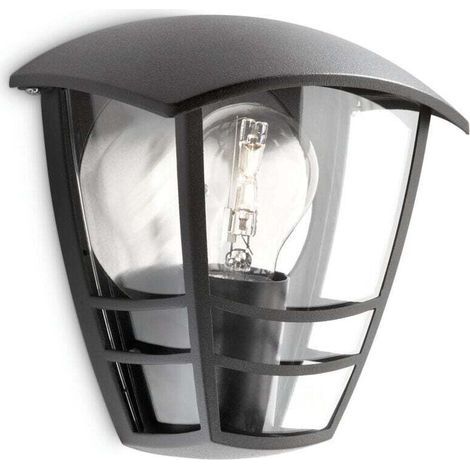 Philips CREEK Applique murale extérieure max. 1x60W E27 - 20x18x13 cm - IP44 - Noir (1/2)
