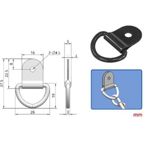 Œillets D - Fer Noir Anticorrosion - Charge Max 30 Kg - Pour Remorque Camion Bateau - Lot De 8 (1/5)