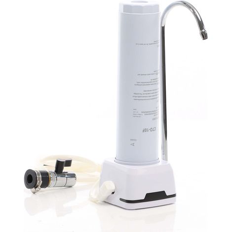 Naturewater NW-1-CTO 1 Stufen Counter Top Wasserfilter, 5 µ, Aktivkohle Block Filtereinsatz, Kartusche Filter, mit Universaladapter, Wasserhahn