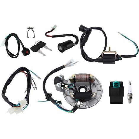 Bobine d'allumage CDI Bougie d'allumage Faisceau de cbles Magnéto Stator Kit pour 50 cc - 140 cc Kick Start Dirt Pit Bike ATV (1/5)