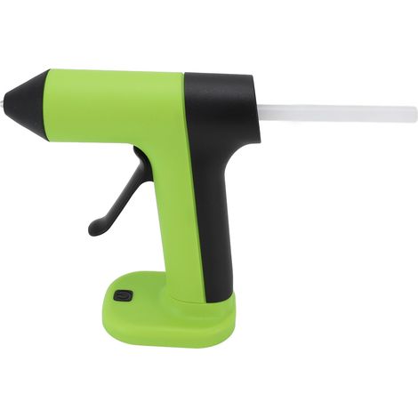 Pistolet thermofusible sans fil ABS rechargeable USB 2000mAh anti-goutte arrêt 5min avec 30 bâtons 7mm pour bricolage artisanat vert (1/5)