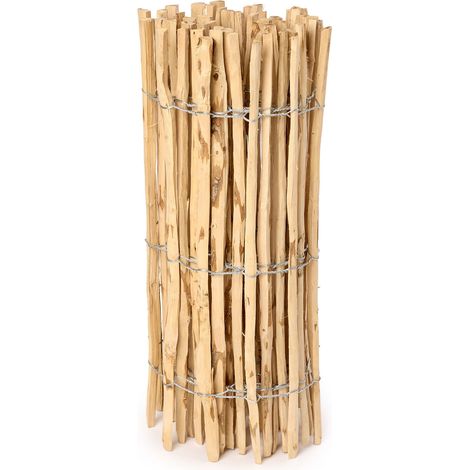 Garronda Cloture Jardin Exterieur à Planter en noisetier, clôture Jardin, clôture Bois, Bordure en Bois pour Jardin, ganivelle de Potager Exterieur GD-0079 (Écart des Lattes: 7-8 cm, 90 cm x 5m)
