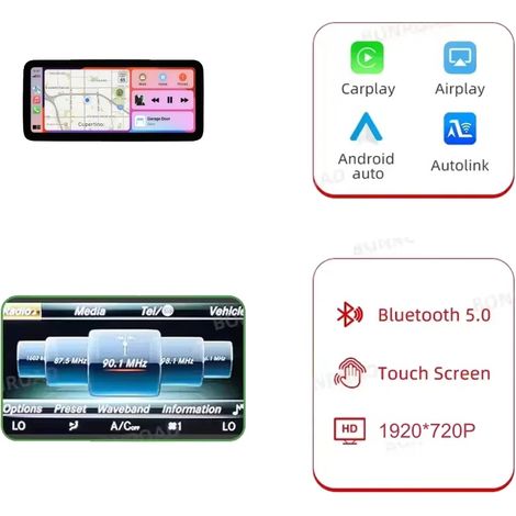 Autoradio con touchscreen, funzionamento a doppio sistema, compatibile con Mercedes Benz Classe A, Classe C W176, X156, C117, GLA, CLA W205, GLC X253, W447, Classe C da 10,25", GLC V (1/2)
